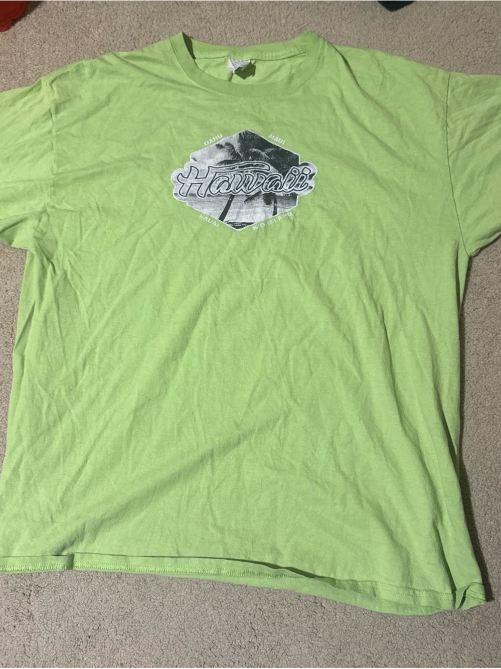 Hawaii Graphic Tee - Lime Green Men's Short Sleeve Shirt